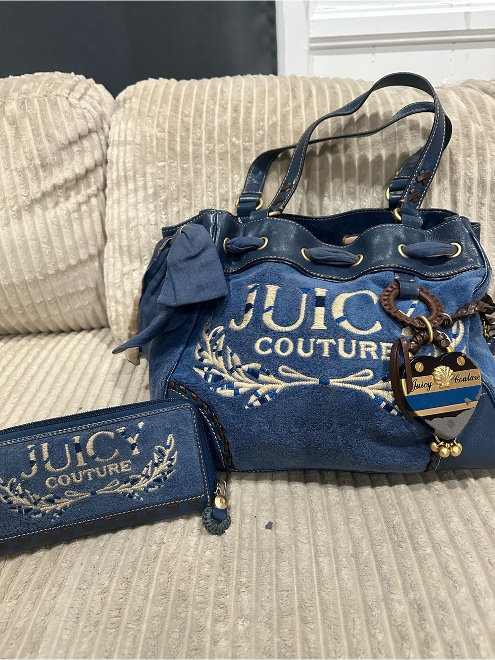 Juicy Couture Navy Denim Tote with Matching Wallet